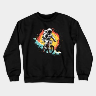 Intergalactic Bike Rider // Astronaut on a Bicycle in Outer Space Crewneck Sweatshirt